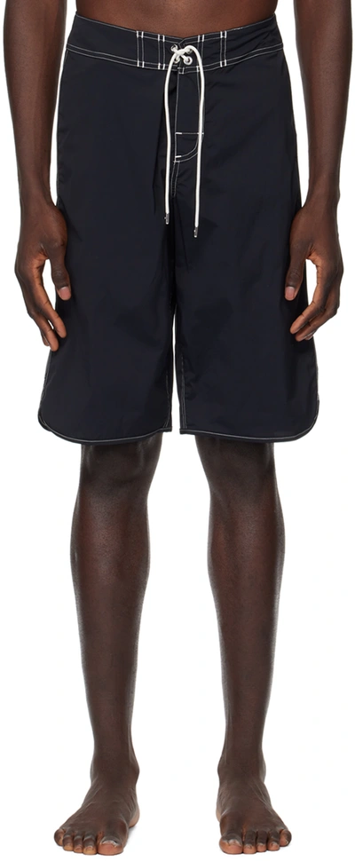 Shop Jil Sander Black Contrast Stitch Swim Shorts In 001 Black