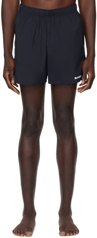Shop Jil Sander Navy Printed Swim Shorts In 405 Deft Blue