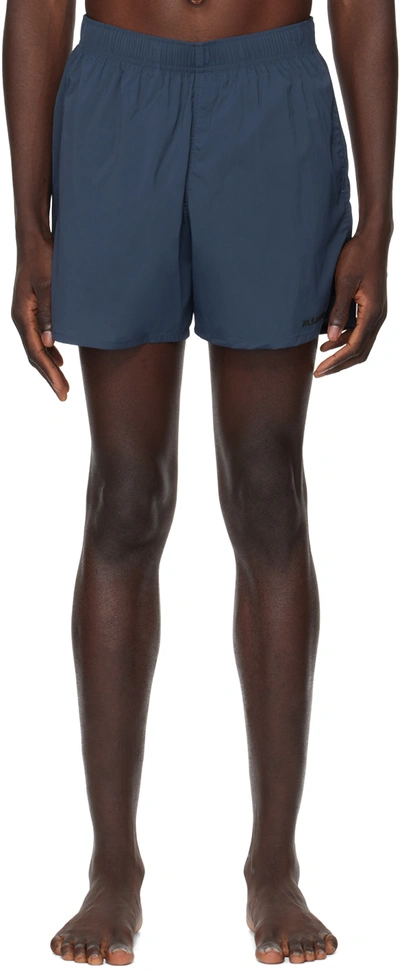 Shop Jil Sander Blue Printed Swim Shorts In 417 *