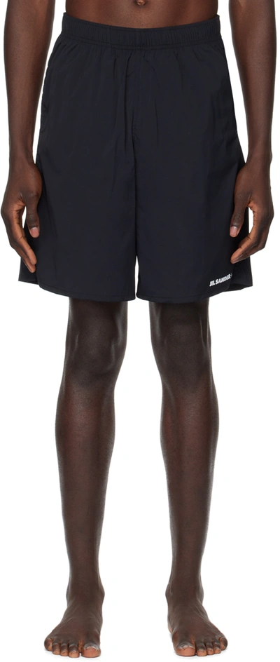 Shop Jil Sander Black Printed Swim Shorts In 001 Black