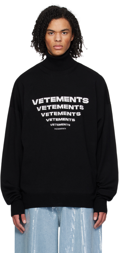 Shop Vetements Black Jacquard Sweater