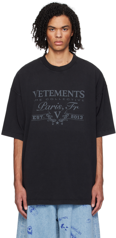 Shop Vetements Black Paris T-shirt