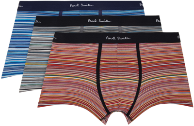 Shop Paul Smith Three-pack Multicolor 'signature Stripe' Boxers In 1a Multicolour