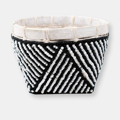 Shop Poppy & Sage Bamboo Beaded Trinket Basket In Black