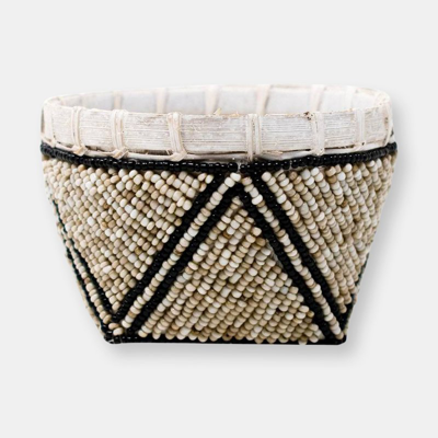 Shop Poppy & Sage Bamboo Beaded Trinket Basket In Brown