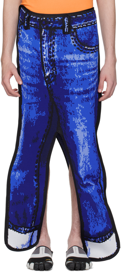 Shop Doublet Blue Two-dimensional 'denim Pant' Skirt