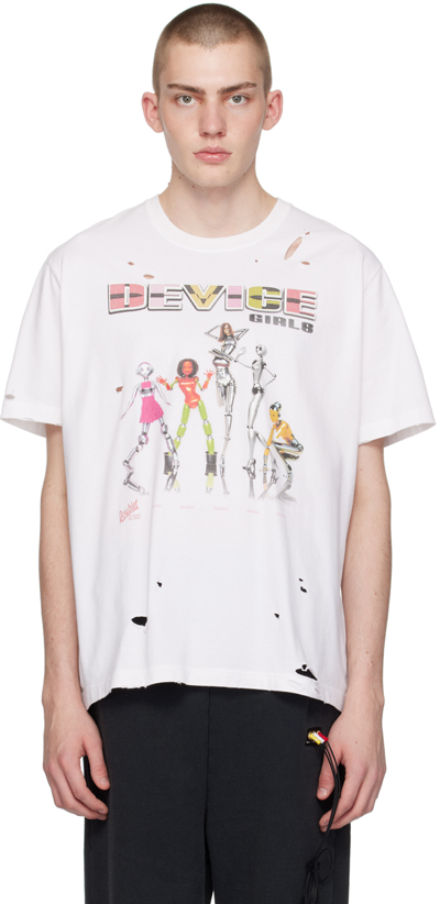 Shop Doublet White Pz Today Edition 'device Girls' T-shirt