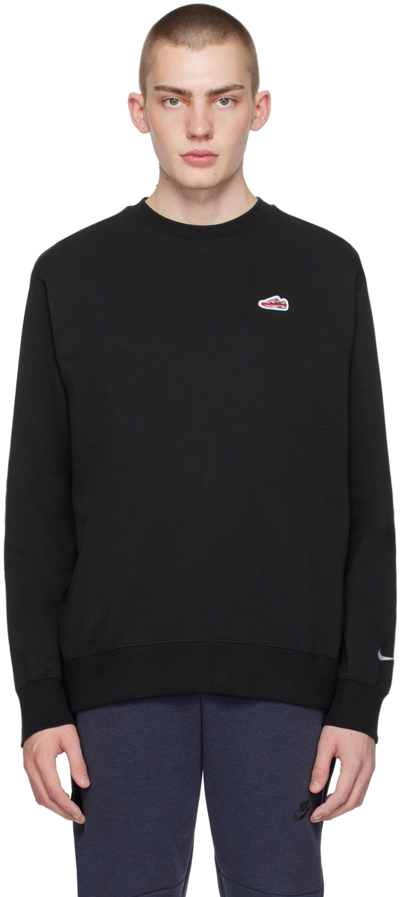 Shop Nike Black Crewneck Sweatshirt In Black/white