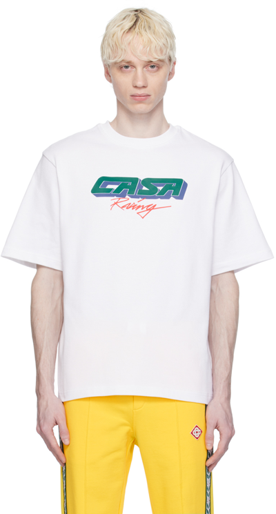 Shop Casablanca White 'casa Racing' 3d T-shirt