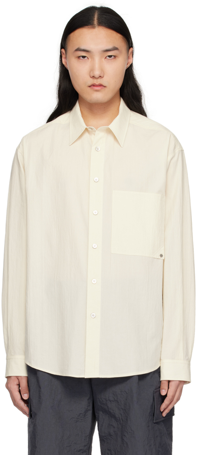 Shop Solid Homme Off-white Crinkled Shirt In 504e Beige