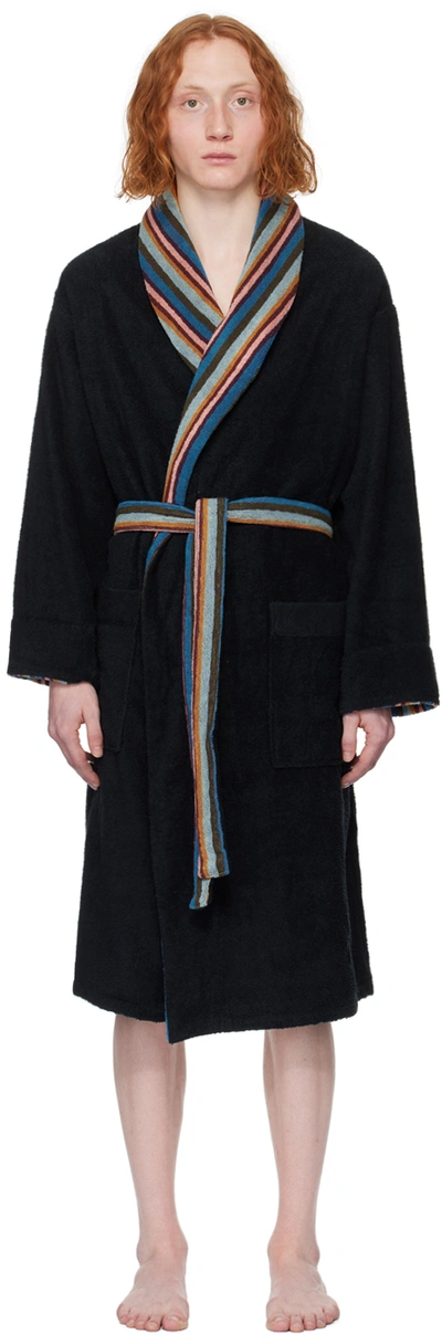 Shop Paul Smith Black Artist Stripe Robe In 79 Blacks
