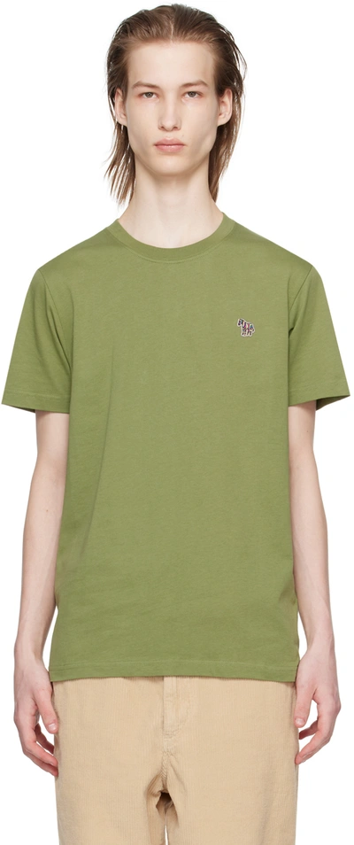 Shop Ps By Paul Smith Khaki Zebra T-shirt In 36d Greens