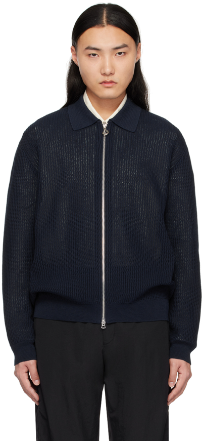 Shop Solid Homme Navy Spread Collar Cardigan In 607n Navy