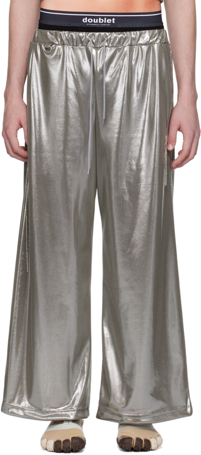 Doublet Silver Chain Link Track Pants In Silver
