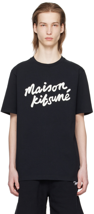 Shop Maison Kitsuné Black Handwriting Classic T-shirt In O197 Black/white