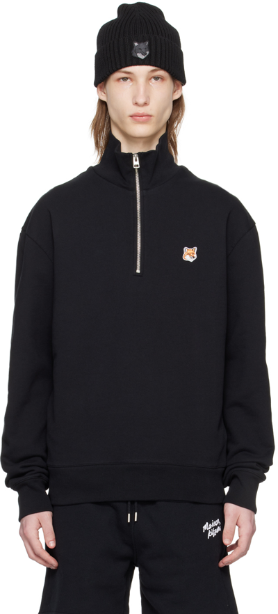 Shop Maison Kitsuné Black Fox Head Sweatshirt In P199 Black