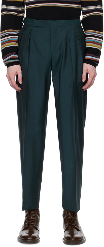 Shop Paul Smith Green Pleated Trousers In 38b Greens