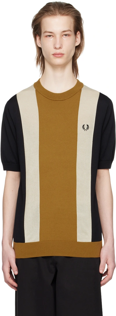 Shop Fred Perry Black & Tan Striped T-shirt In U57