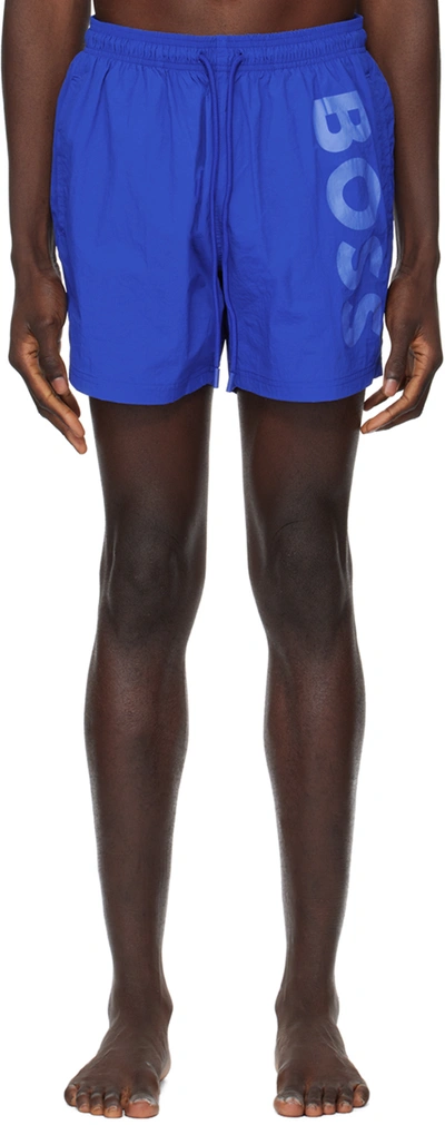 Hugo Boss Blue Quick-drying Swim Shorts In 423-medium Blue