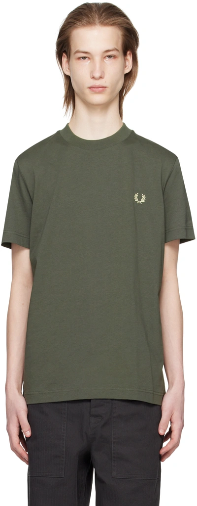 Shop Fred Perry Green Warped Graphic T-shirt In 638