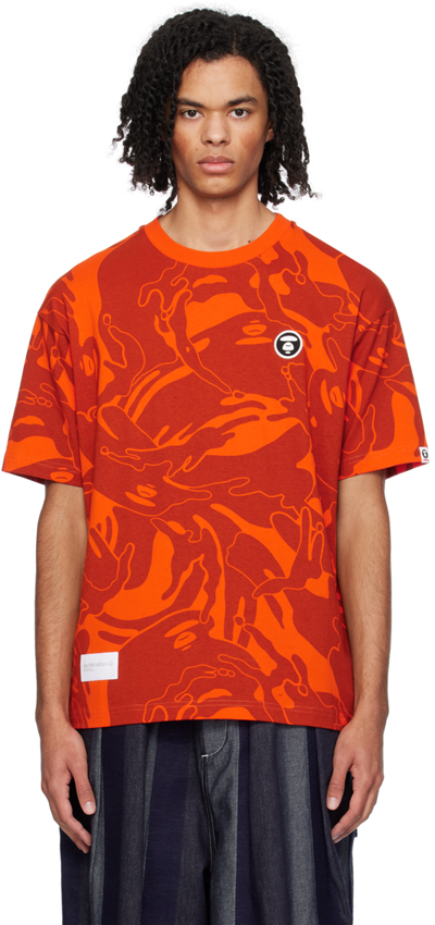 Shop Aape By A Bathing Ape Orange Camouflage T-shirt In Orx Orange
