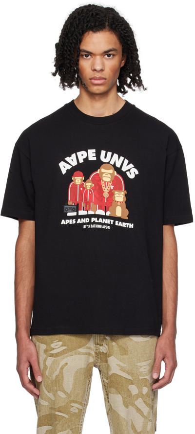 Shop Aape By A Bathing Ape Black Printed T-shirt In Bkx Black
