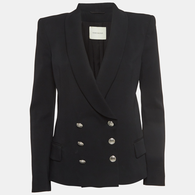 Pre-owned Pierre Balmain Black Crepe Double Breasted Blazer S