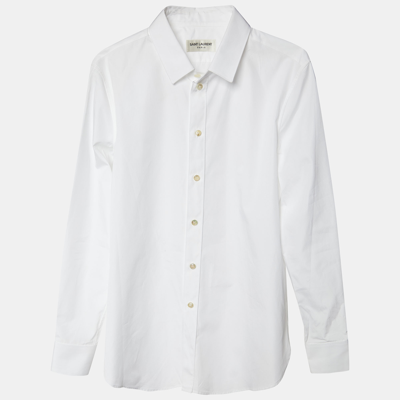 Pre-owned Saint Laurent White Cotton Button Front Shirt L