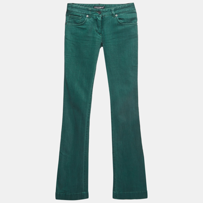 Pre-owned Dolce & Gabbana Green Slub Denim Flared Jeans S Waist 27''