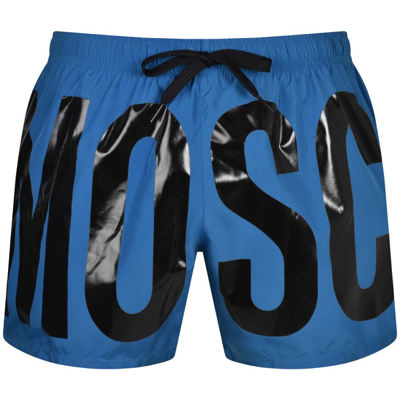 Shop Moschino Logo Swim Shorts Blue