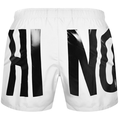 Shop Moschino Logo Swim Shorts White