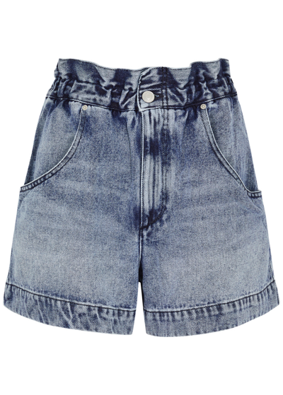 Shop Isabel Marant Titea Paperbag Denim Shorts In Light Blue