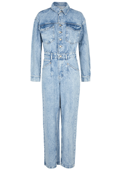 Shop Free People Touch The Sky Straight-leg Denim Jumpsuit