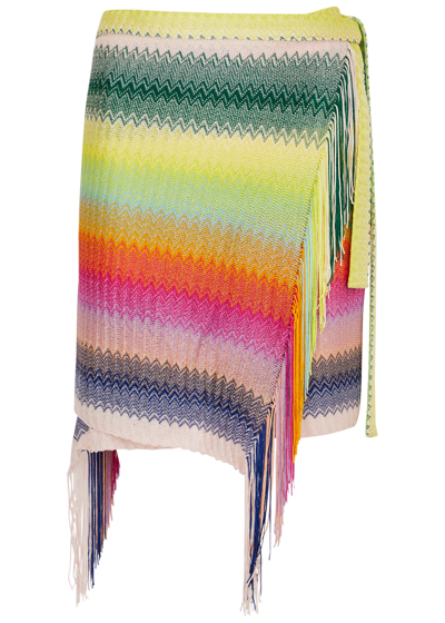 Shop Missoni Zigzag-intarsia Knitted Sarong In Multicoloured 1