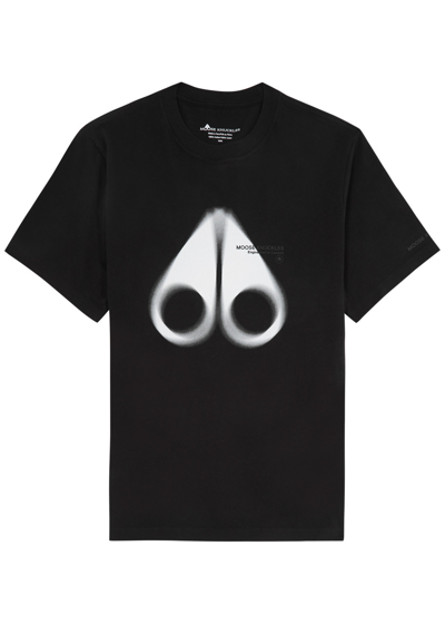 Shop Moose Knuckles Maurice Logo-print Cotton T-shirt In Black And White