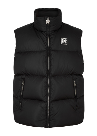Shop Palm Angels Ski Quilted Shell Gilet In Black And White