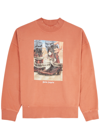 Shop Palm Angels Dice Game Printed Cotton Sweatshirt In Pink