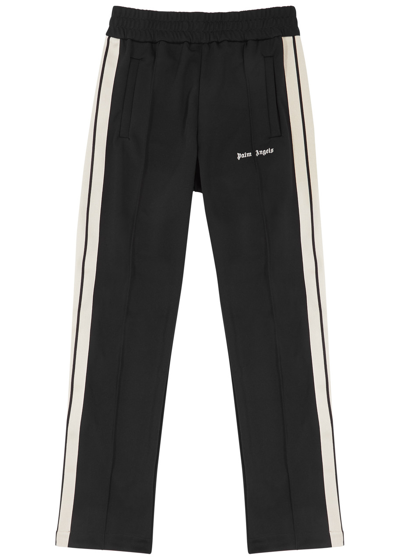 Shop Palm Angels Logo Striped Jersey Track Pants In Black