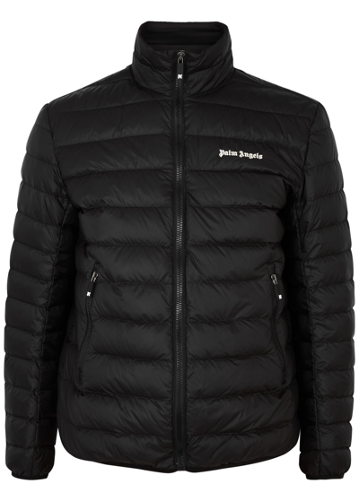 Shop Palm Angels Logo Quilted Shell Jacket In Black