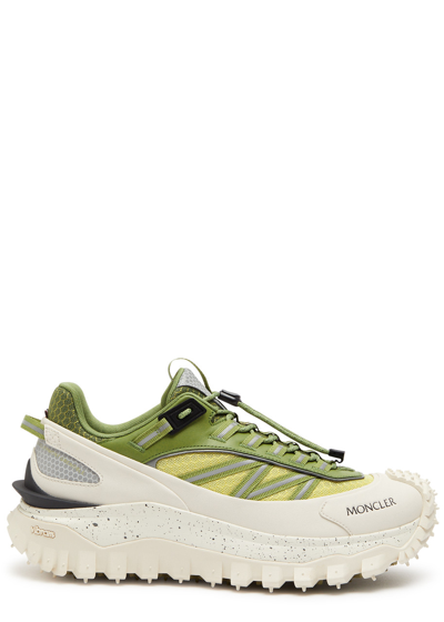 Shop Moncler Trailgrip Panelled Mesh Sneakers In Green