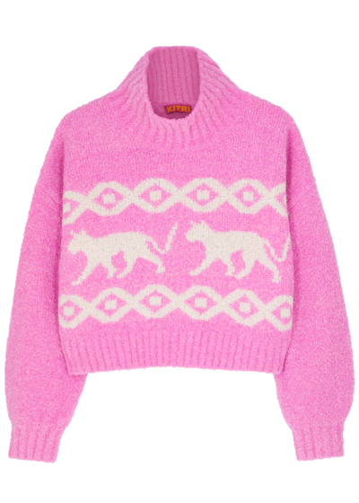 Shop Kitri Yara Bouclé-knit Jumper In Pink