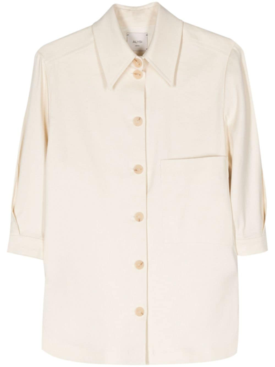 Shop Alysi Linen Overshirt In White