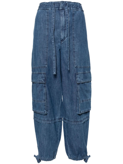 Shop Marant Etoile Ivy Cotton Cargo Trousers In Blue