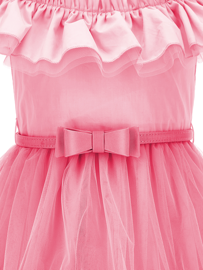 Monnalisa Tulle Dress With Flounce In Sachet Pink