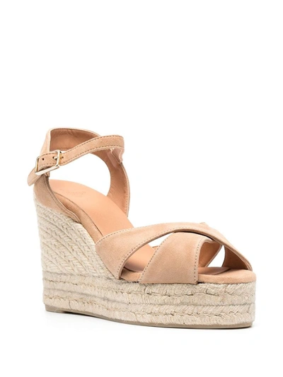 Castaã±er Blaudell Wedge Straw Shoes In Brown