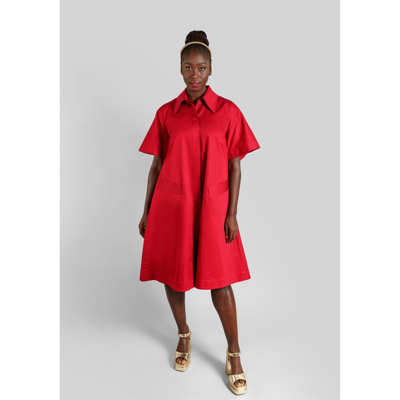 Shop Femponiq Oversized Cape Cotton Dress (berry Red)