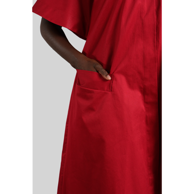 Shop Femponiq Oversized Cape Cotton Dress (berry Red)