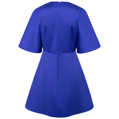 Shop Femponiq Pleated Shoulder Kimono Sleeve Satin Duchess Dress (royal Blue)