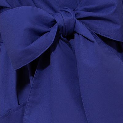 Shop Femponiq Cotton Belted Gathered Maxi Shirt Dress (vivid Blue)