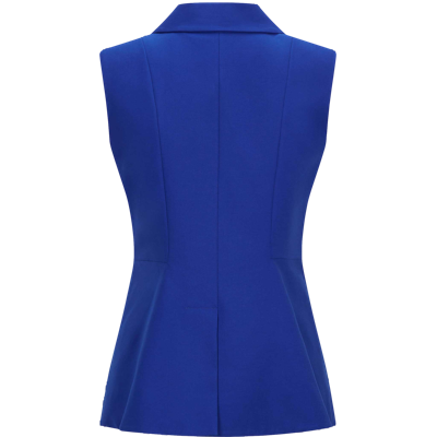 Shop Femponiq Sleeveless Cotton Blazer (royal Blue)